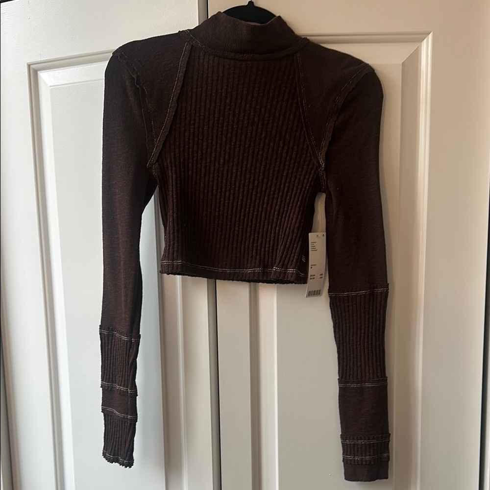 BDG Brown Ribbed Long Sleeve Bodysuit